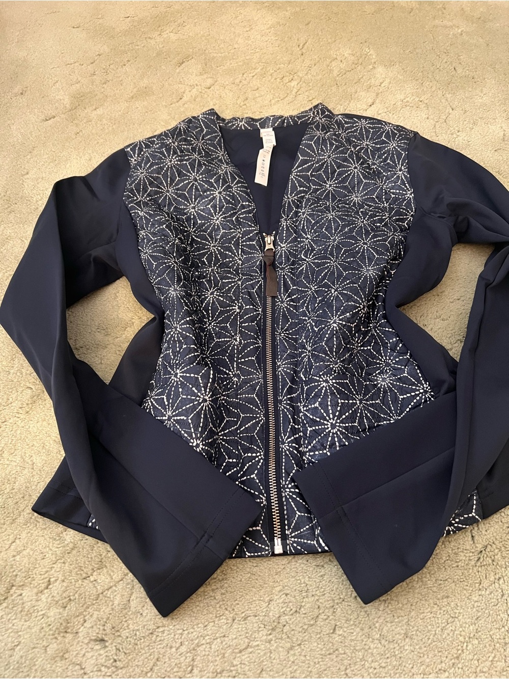 lululemon athletica Navy Embroidered Zip Jacket